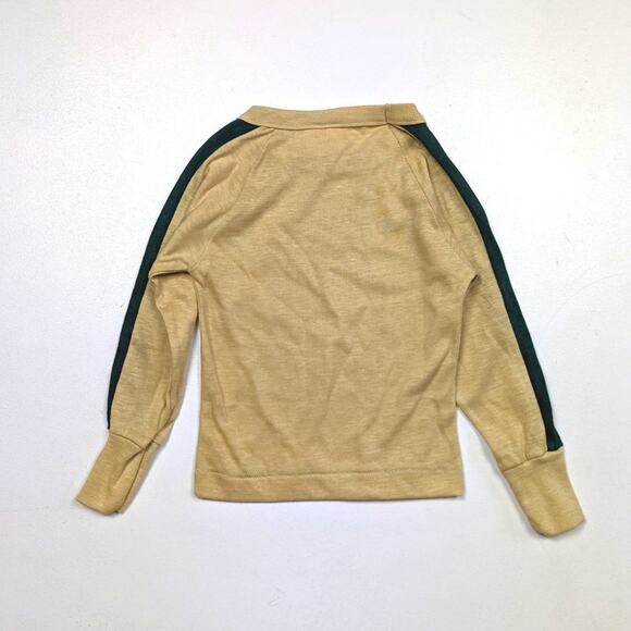 Vintage First Team Shirt Boys Size 18-24m Tan Green Sleeve Long Sleeve - Picture 2 of 3